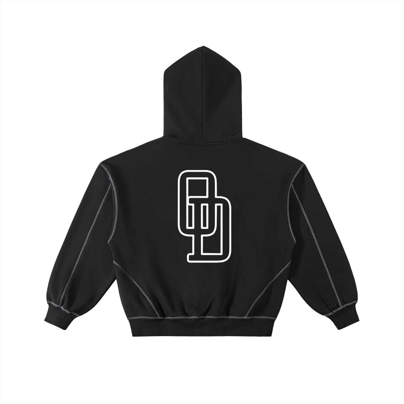Contrast-Stitched Boxy Fleece Zip Hoodie