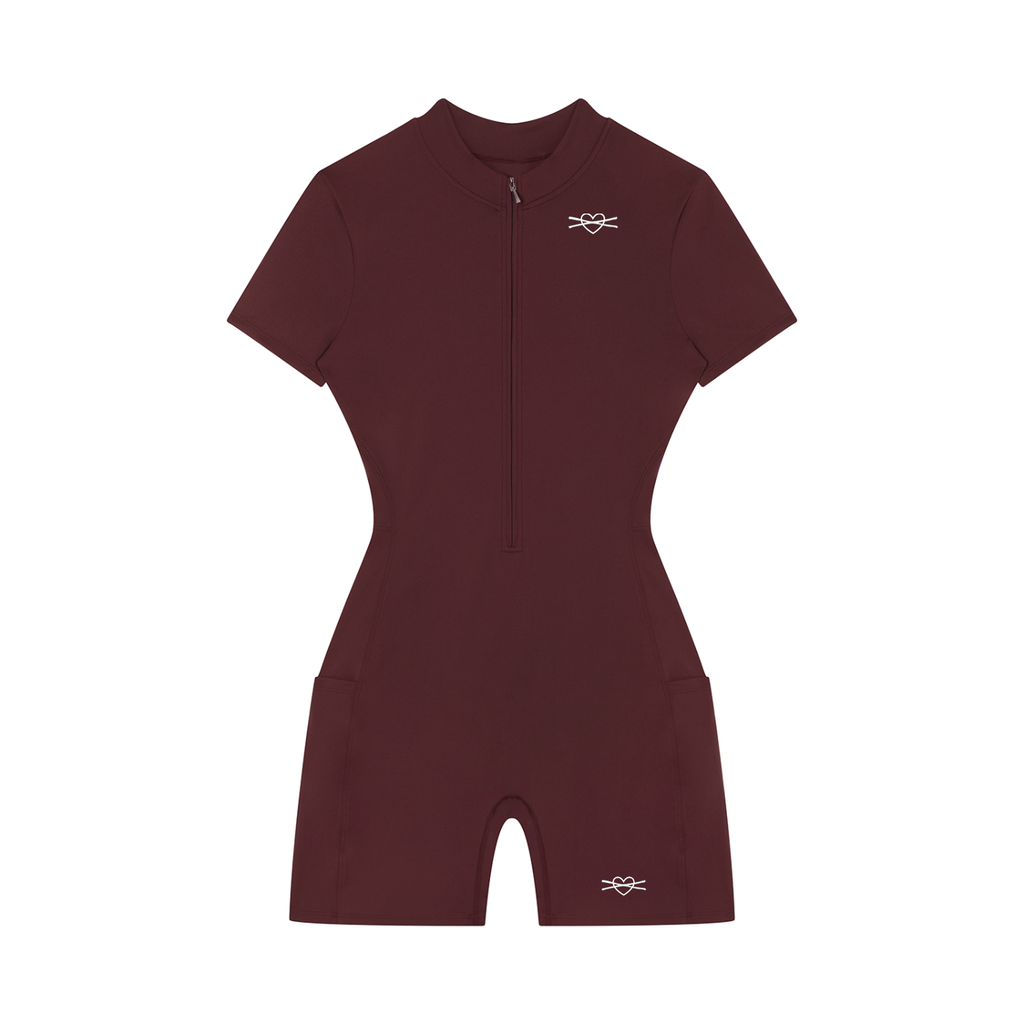 Women's Quarter-Zip Short Sleeve Romper